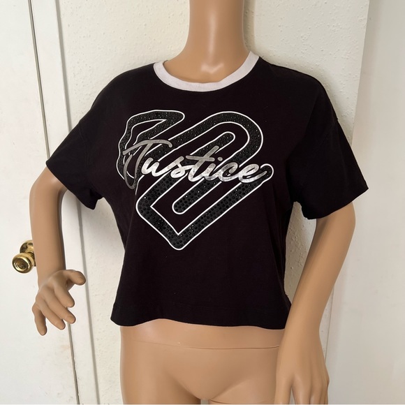 Women’s Justice Active Cropped T-SHIRT Black - Picture 1 of 5